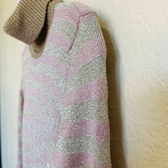 Jessica by Christopher L top women knit top glitter turtleneck sweater size S - Picture 4 of 8